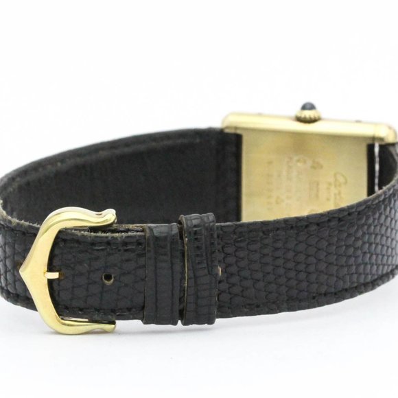 CARTIER Tank Vermeil Gold Plated Leater Hand-Winding Mens Watch BF560990 - Picture 5 of 9